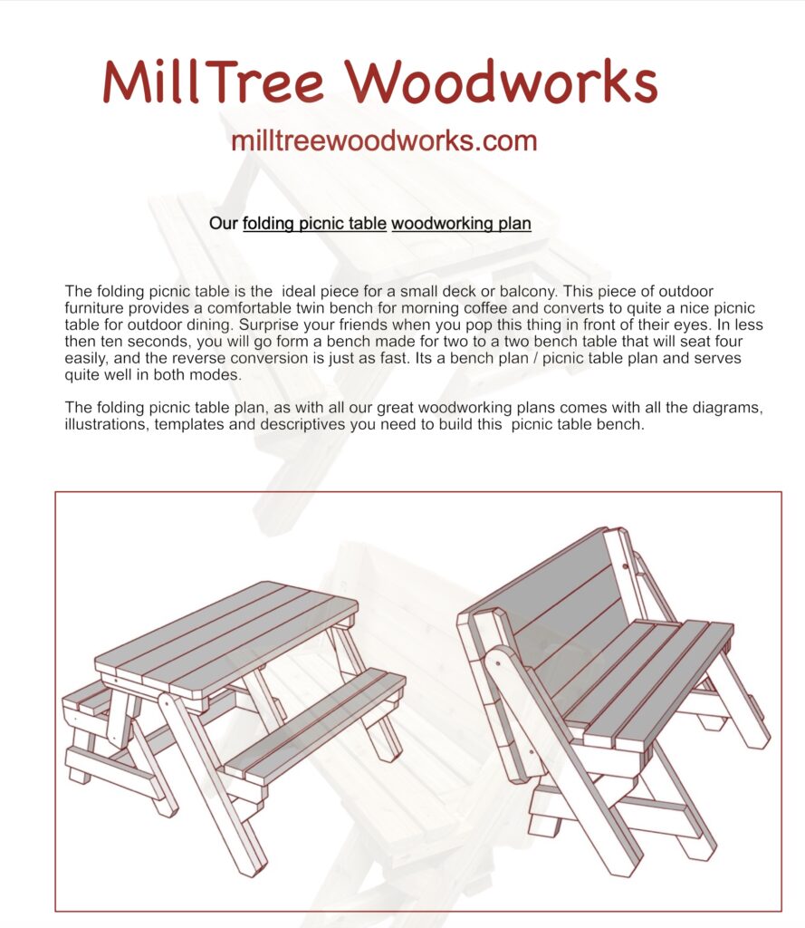 Front page of the folding picnic table diy plan